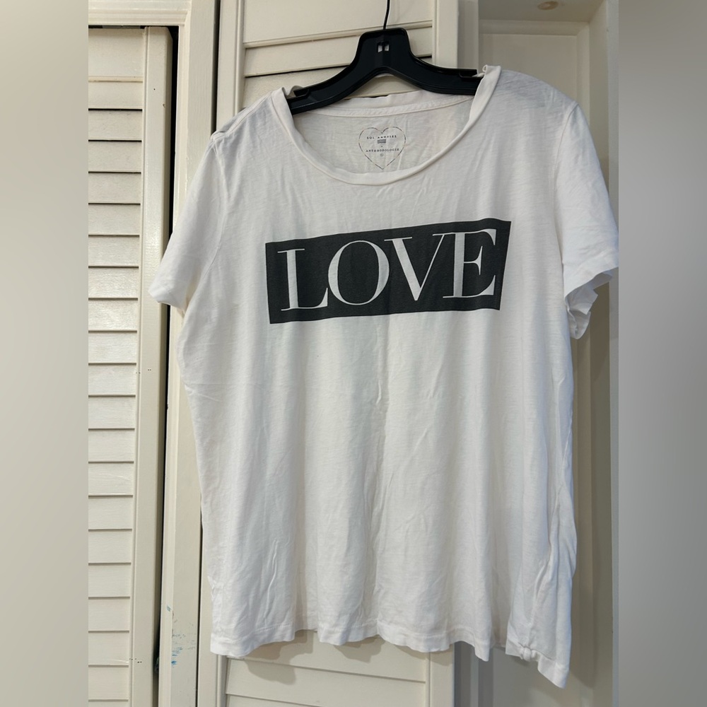 Sol Angeles x Anthropologie White T-Shirt with Black 'LOVE' Print